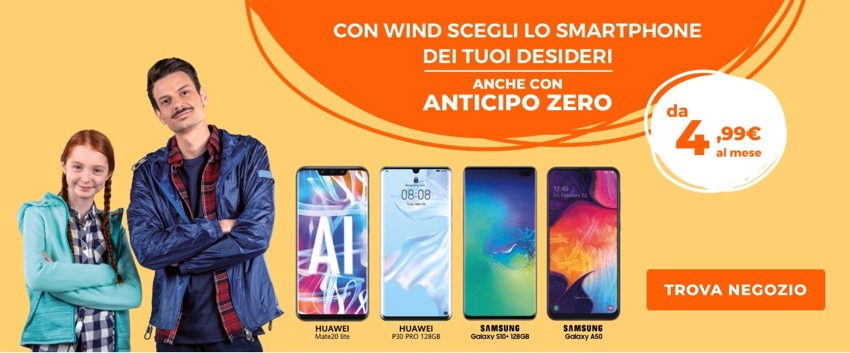 Huawei Mate 20 lite, Samsung Galaxy A50: le offerte Telefono Incluso di Wind