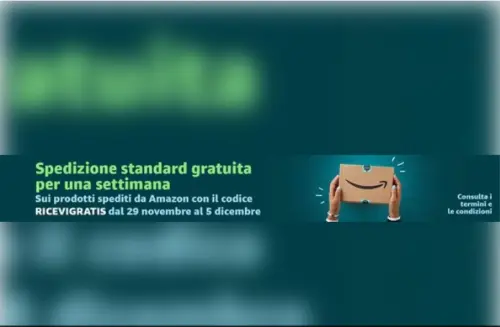 Acquisti Amazon, spedizione standard gratuita fino al 5 dicembre