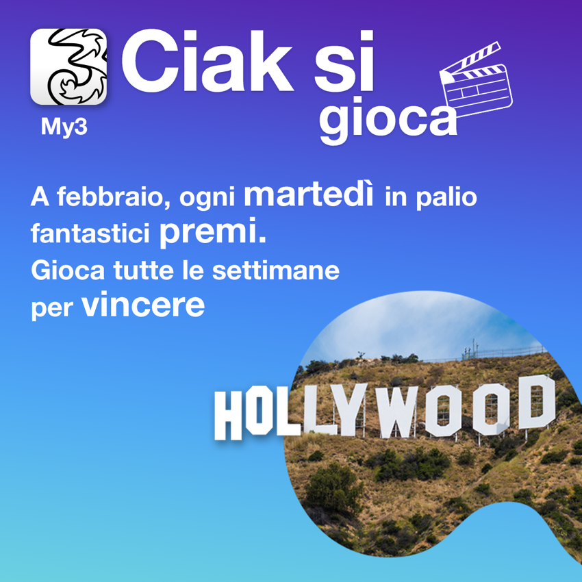 "Ciak si gioca", il nuovo concorso a premi su app My 3