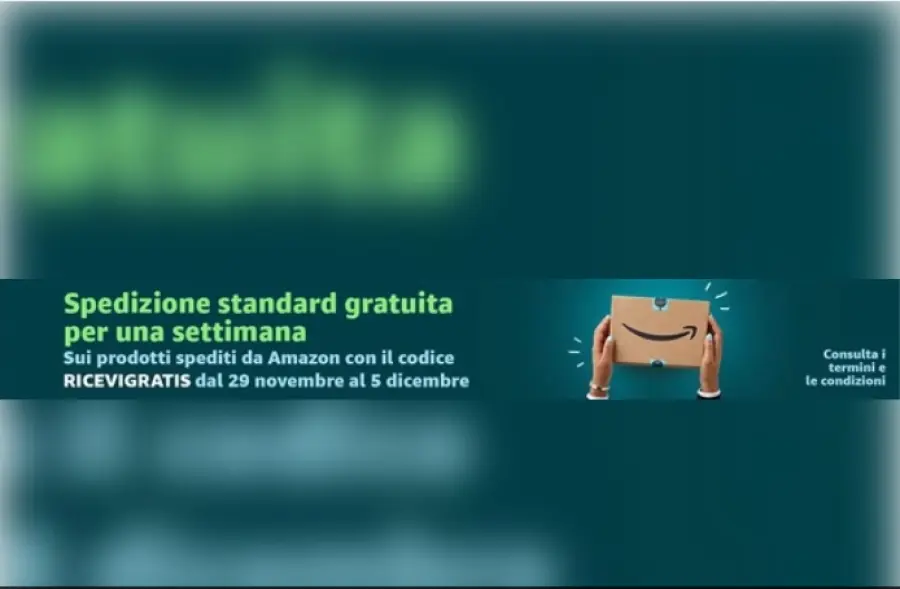 Acquisti Amazon, spedizione standard gratuita fino al 5 dicembre