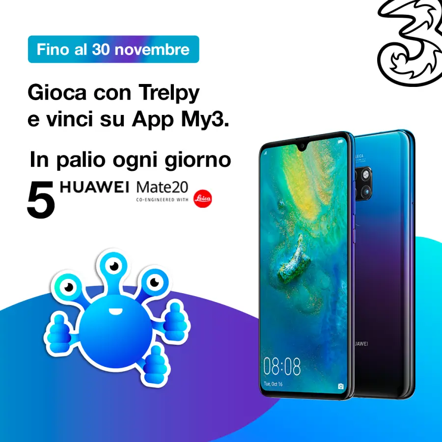 Chatta con Trelpy, 3 lancia il nuovo concorso tramite App My3