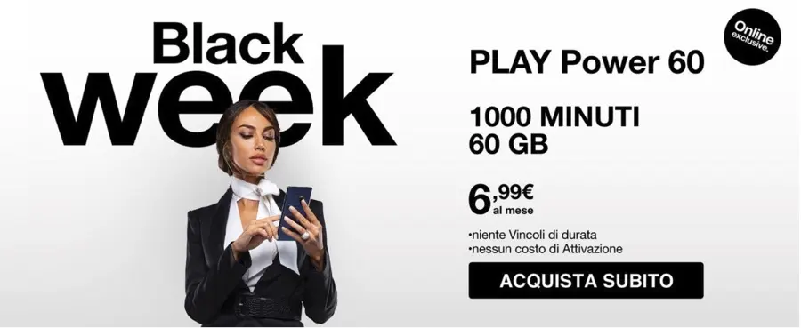Black week di Tre con l'offerta Play Power 60