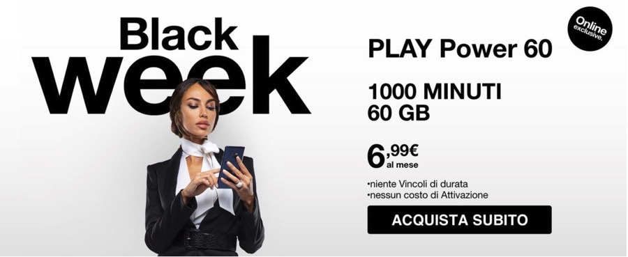 Black week di Tre con l'offerta Play Power 60