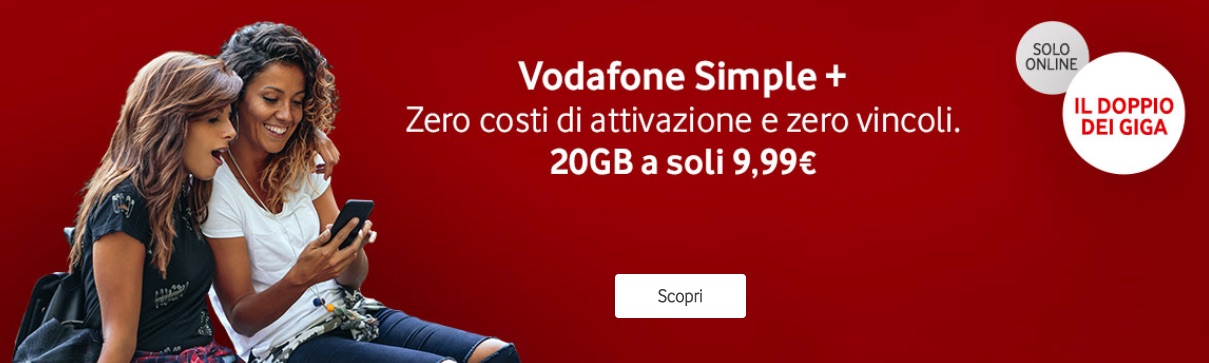 Riparte la Vodafone Simple +20, ma attenti al metodo di pagamento