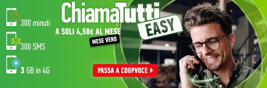 Chiama tutti Easy, è ancora attivabile la buona offerta di CoopVoce