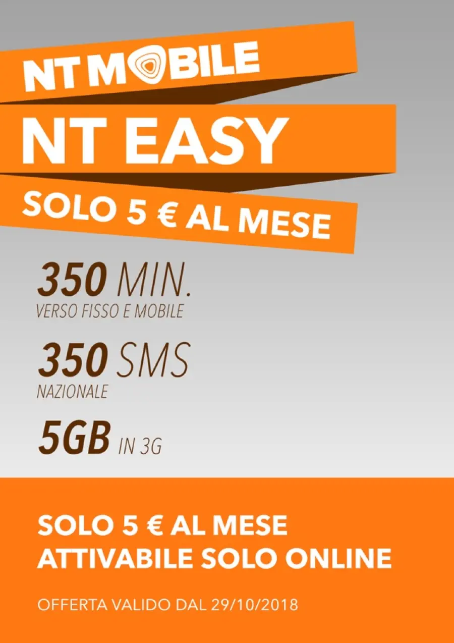 NT Easy, la nuova proposta a 5 euro al mese dell'operatore di Nextus