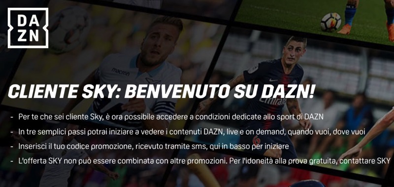 DAZN, il ticket è ancora in promozione con Sky