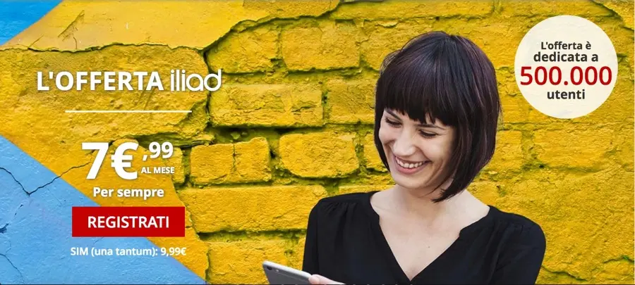 Iliad, ecco la nuova offerta a 7,99 con 50GB