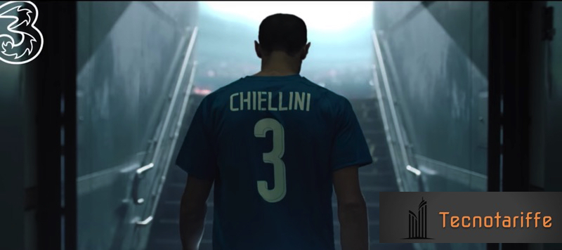 Giorgio Chiellini nel nuovo spot Giga Bank di Tre