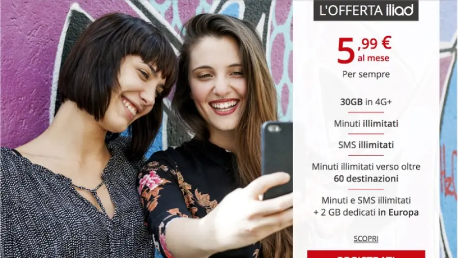 Iliad, ecco la prima e unica offerta bomba Senza Pensieri