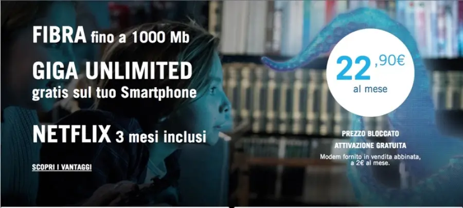 3Fiber in offerta con 3 mesi di Netflix incluso