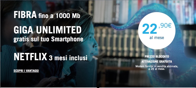 3Fiber in offerta con 3 mesi di Netflix incluso