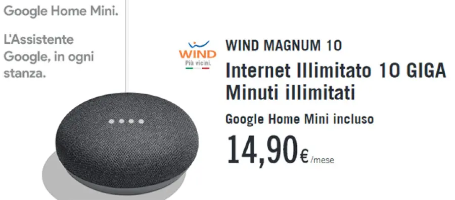 Google Home Mini incluso con Wind Magnum